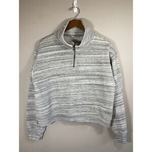 Ten Tree Sweatshirt Womens XL‎ Gray Organic Cotton Knit Quarter Zip Pullover